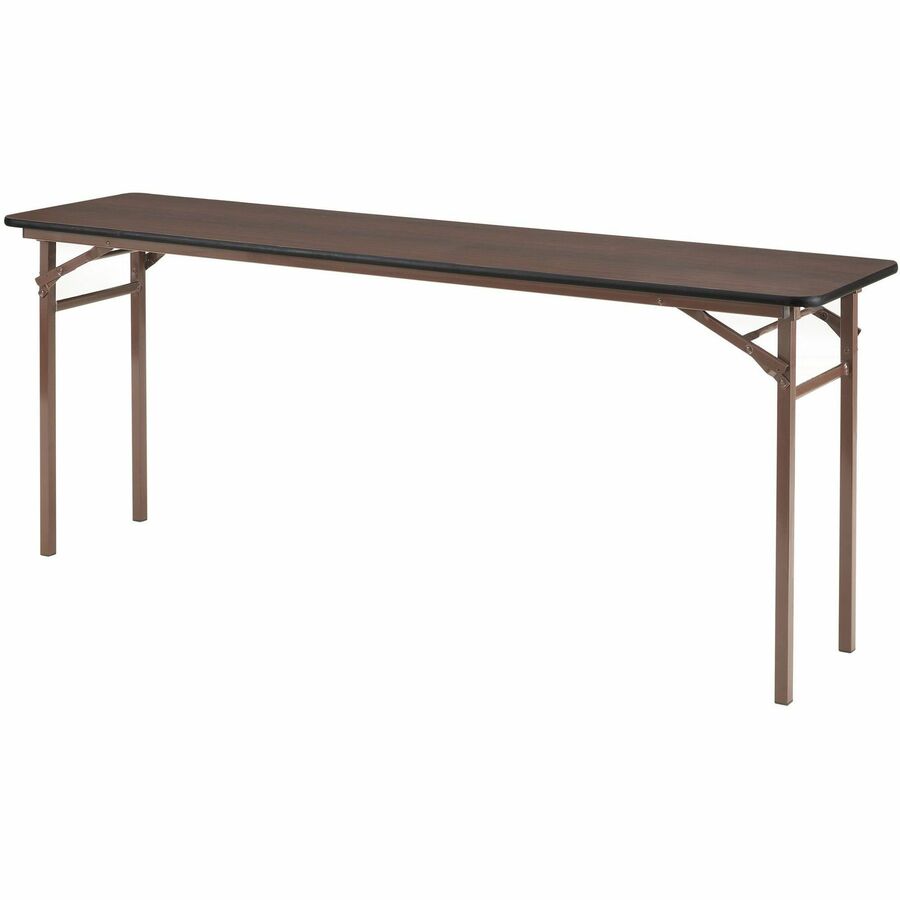 Lorell Economy Folding Banquet Table, Mahogany, Rectangle, 72" x 18" x 0.62", 29" Height, Melamine Top, Steel Frame, Foldable, 500 lb Capacity, 1 Each