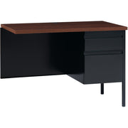 Lorell Fortress Series Right-Pedestal Return, Rectangle Top, 42"W x 24"D x 1.12"T, 29.5"H, Black Walnut/Oak Laminate, Steel, 1 Each