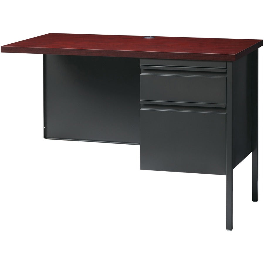 Lorell Fortress Series Right-Pedestal Return, Rectangle Top, 42"W x 24"D x 1.12"T, 29.5"H, Laminated Mahogany, Steel, 1 Each