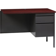 Lorell Fortress Series Right-Pedestal Return, Rectangle Top, 42"W x 24"D x 1.12"T, 29.5"H, Laminated Mahogany, Steel, 1 Each