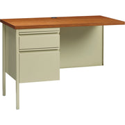 Lorell Fortress Series Left-Pedestal Return, Rectangle Top, 42"W x 24"D x 1.12"T, 29.5"H, Oak/Oak Laminate/Putty, Steel, 1 Each