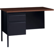 Lorell Fortress Series Left-Pedestal Return, Rectangle Top, 42"W x 24"D x 1.12"T, 29.5"H, Black Walnut, Steel, 1 Each