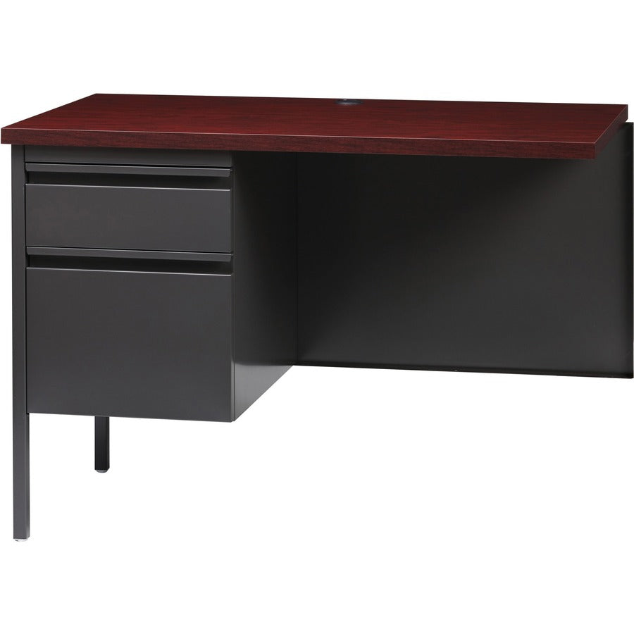 Lorell Fortress Series Left-Pedestal Return, Rectangle Top, 42" x 24" x 1.12", 29.5" Height, Laminated Mahogany, Steel, 1 Each