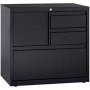 Lorell Fortress 30" Personal Storage Center Lateral File, 3 Drawers, Steel, Black, 1 Each