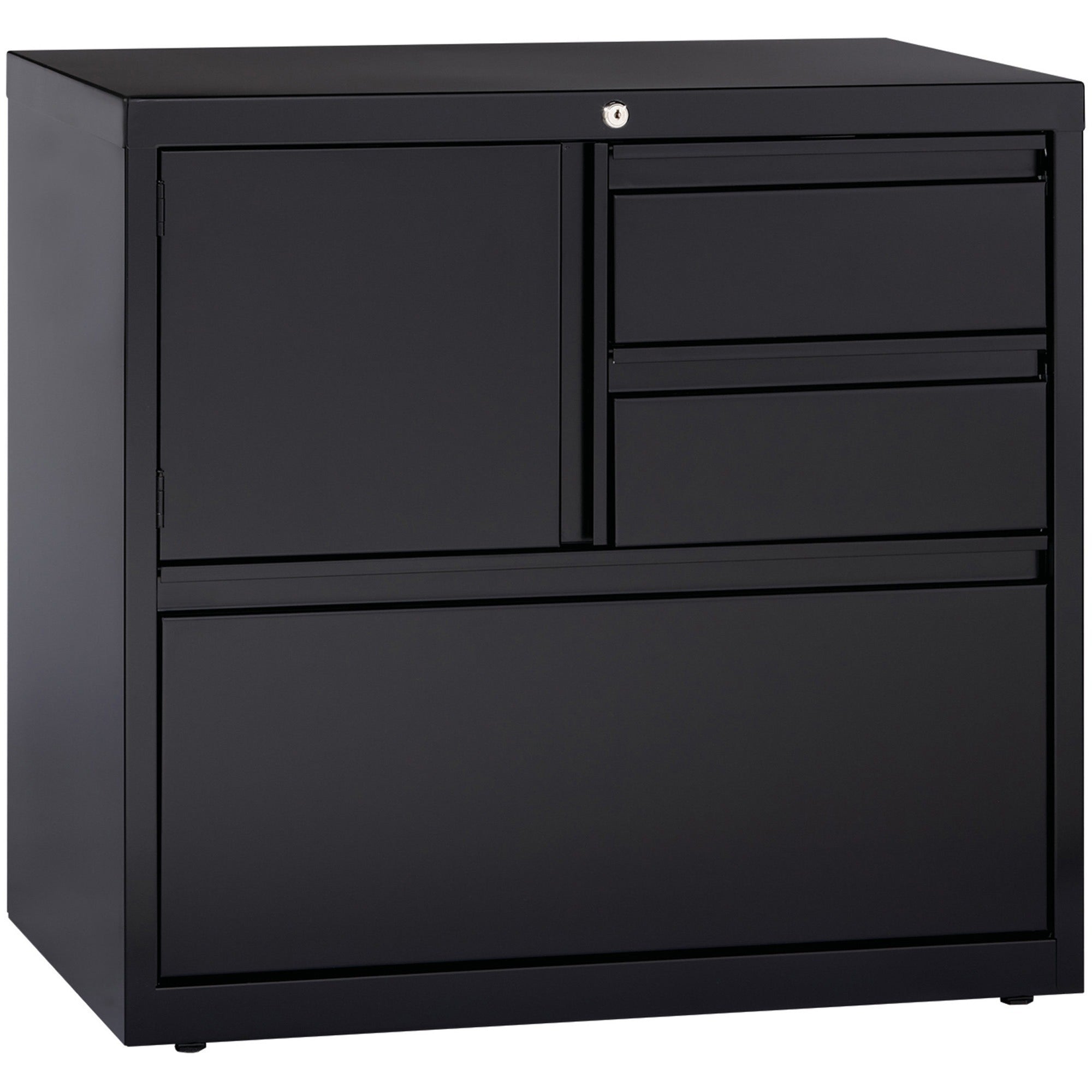 Lorell Fortress 30" Personal Storage Center Lateral File, 3 Drawers, Steel, Black, 1 Each