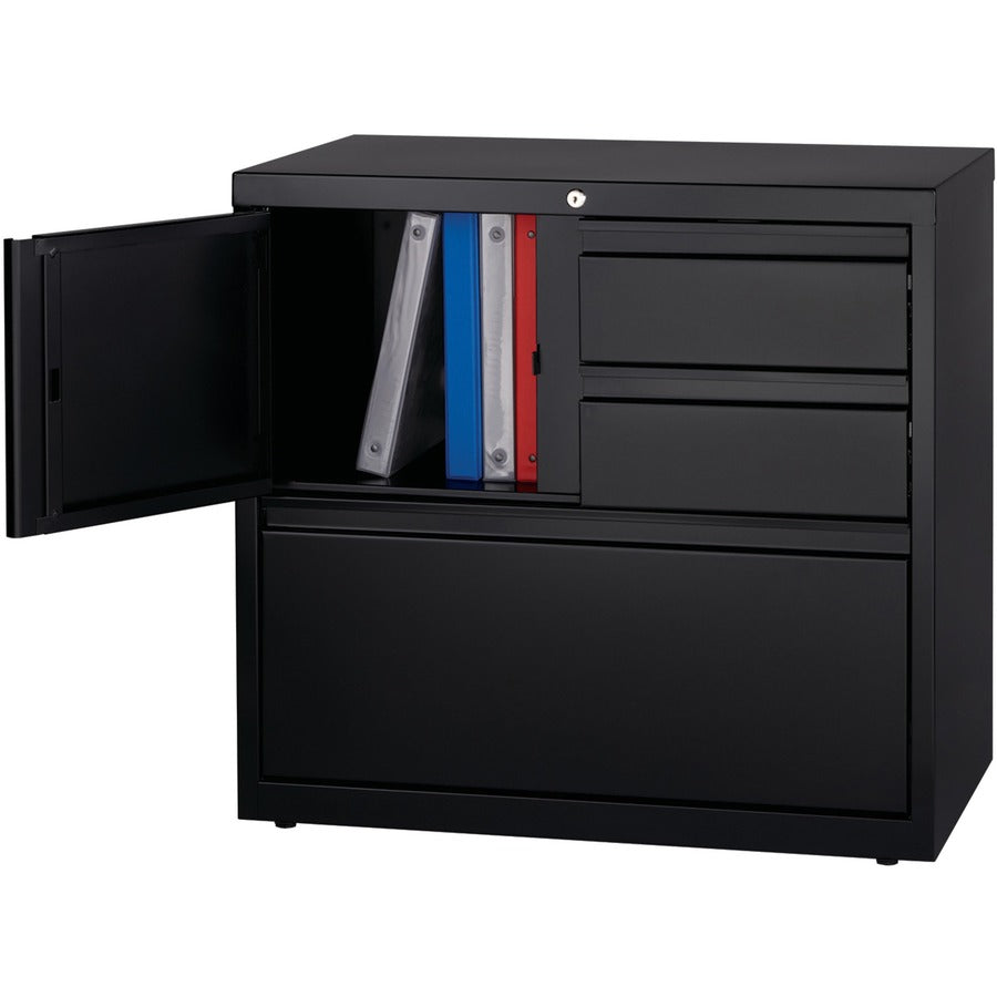 Lorell Fortress 30" Personal Storage Center Lateral File, 3 Drawers, Steel, Black, 1 Each