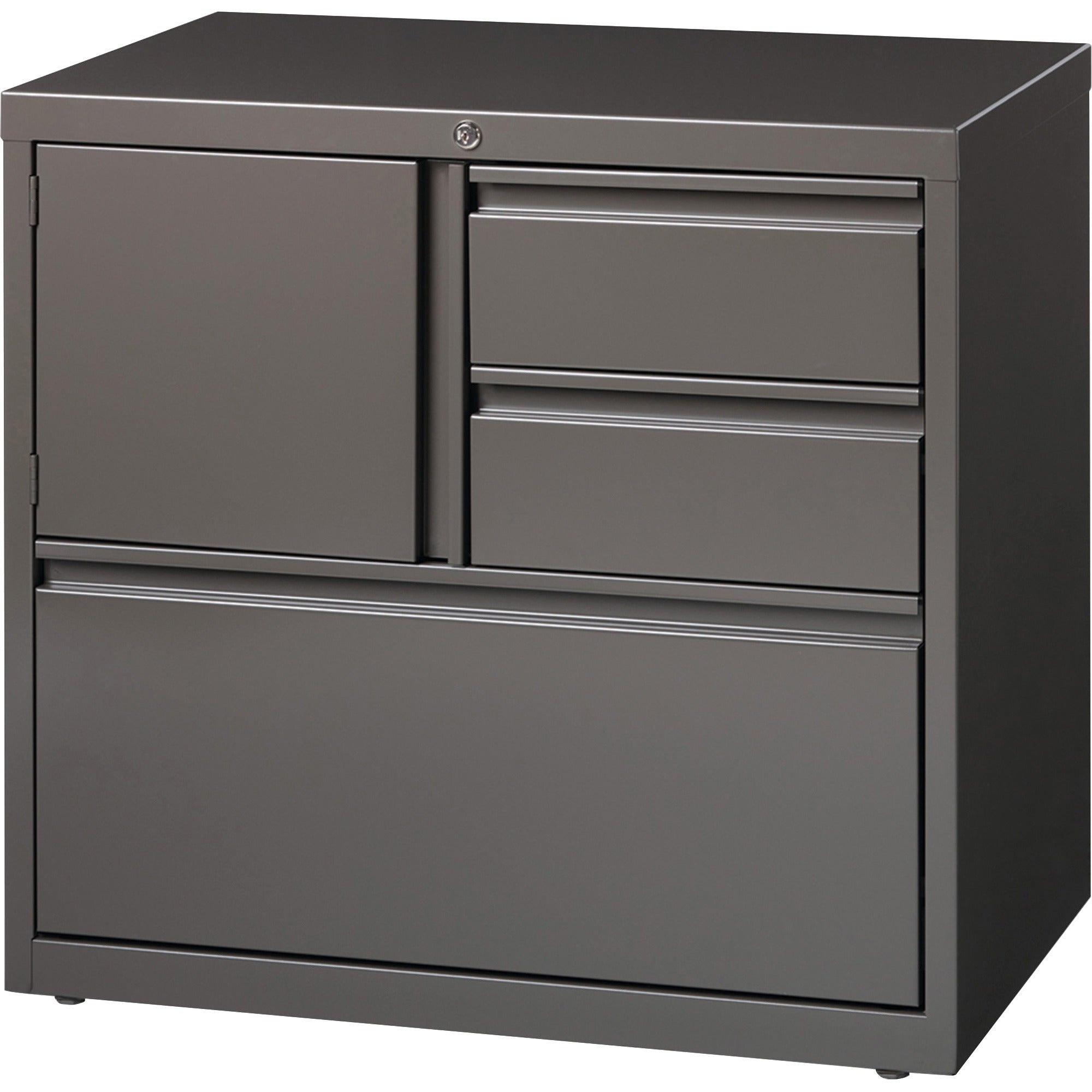 Lorell Fortress 30" Personal Storage Center Lateral File, 3 Drawers, Steel, Medium Tone, 1 Each