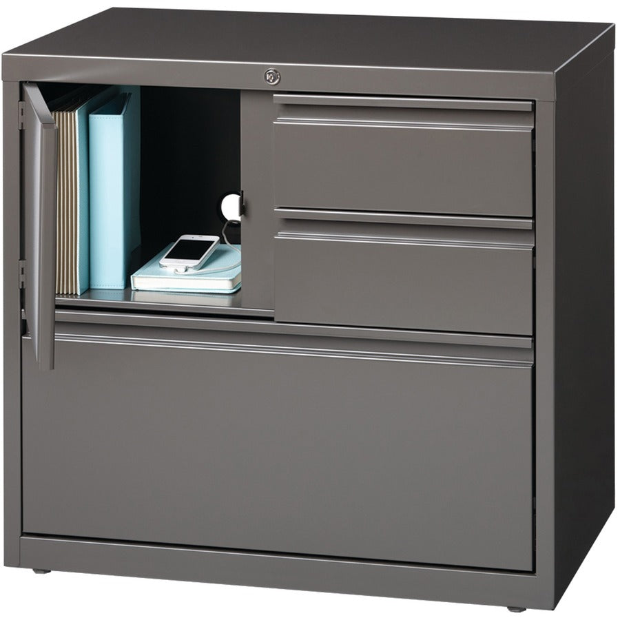 Lorell Fortress 30" Personal Storage Center Lateral File, 3 Drawers, Steel, Medium Tone, 1 Each
