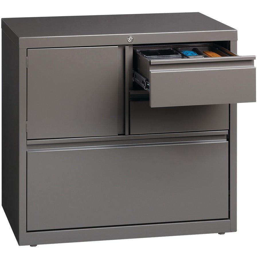 Lorell Fortress 30" Personal Storage Center Lateral File, 3 Drawers, Steel, Medium Tone, 1 Each