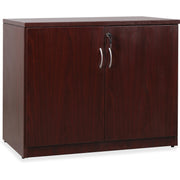 Lorell Essentials Series 2-Door Storage Cabinet, Mahogany, Laminate, Melamine Faced Chipboard, 36"W x 22.5"D x 29.5"H, 1 Each