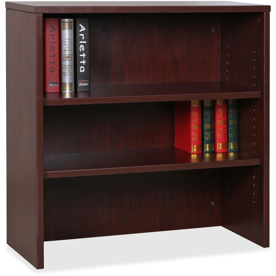 Lorell Essentials Series Stack-on Bookshelf, 36"W x 15"D x 36"H, 2 Shelves, Stackable, Mahogany Laminate, 1 Each