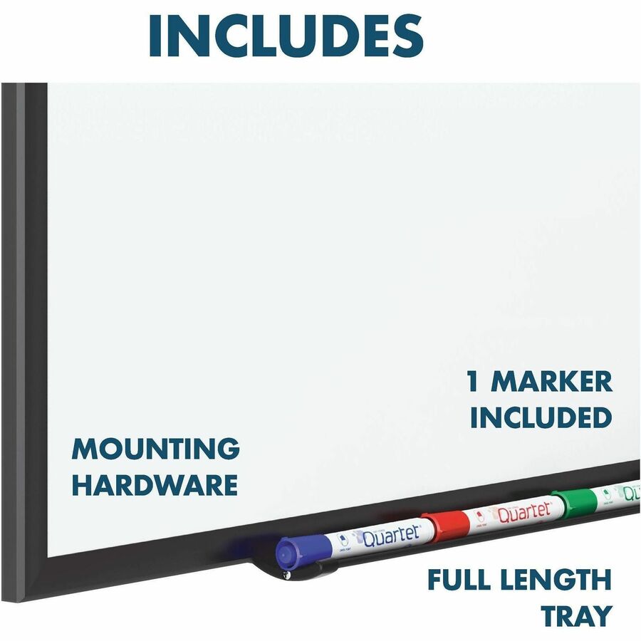 Quartet DuraMax Classic Whiteboard, 60" x 36", White Porcelain Surface, Black Aluminum Frame, Magnetic, Rectangle, Horizontal/Vertical, Includes 1 Board, 4 Markers, Marker Tray, Mounting Hardware