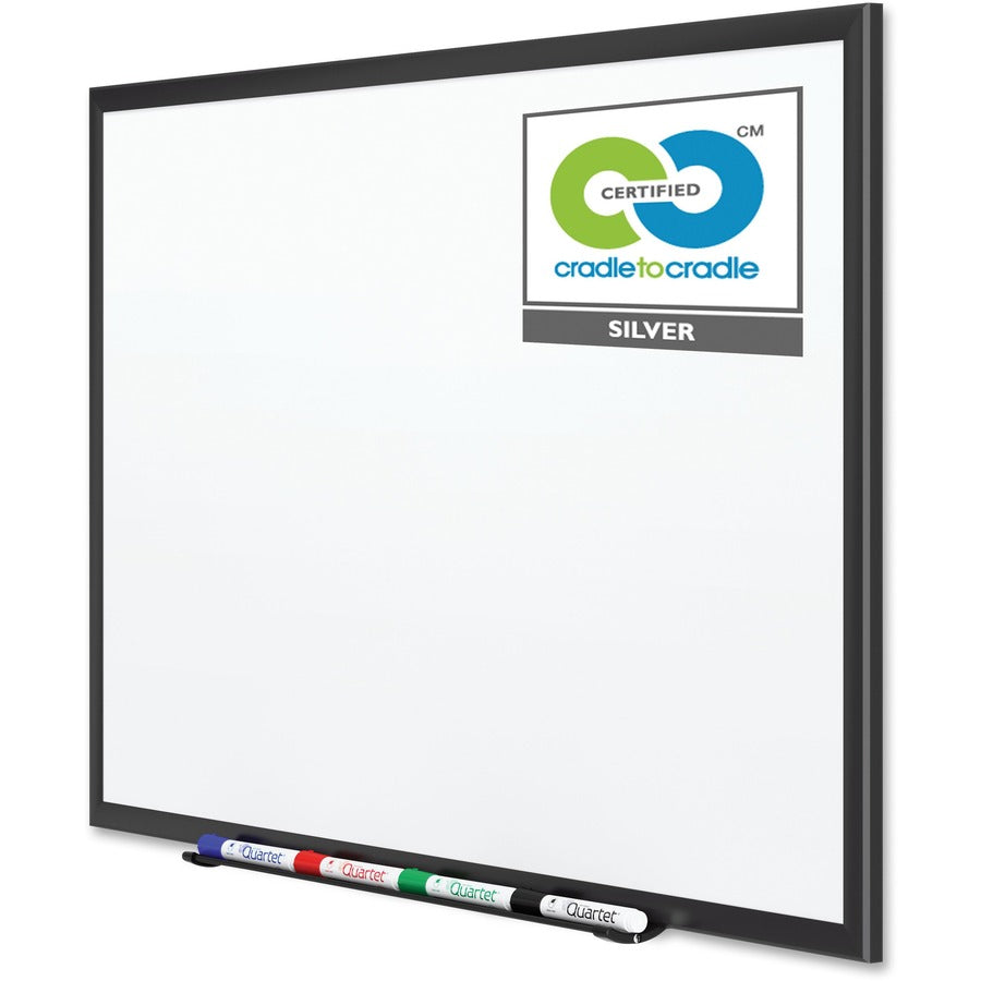 Quartet DuraMax Classic Whiteboard, 60" x 36", White Porcelain Surface, Black Aluminum Frame, Magnetic, Rectangle, Horizontal/Vertical, Includes 1 Board, 4 Markers, Marker Tray, Mounting Hardware