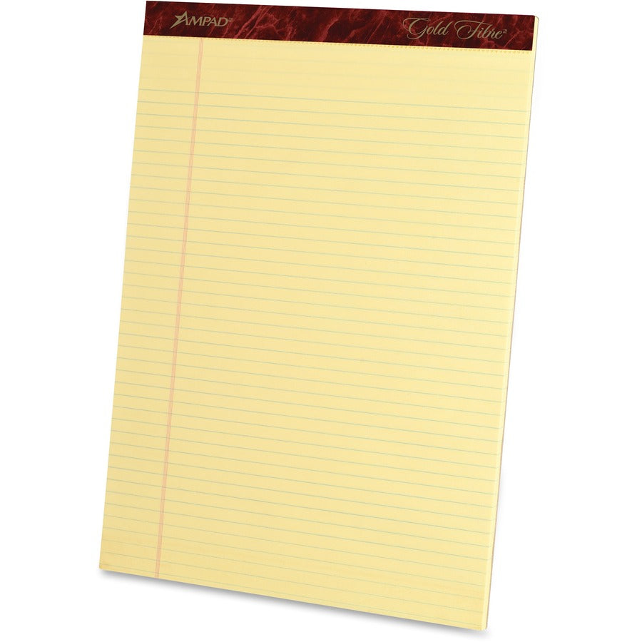 50 Sheets - Watermark - Stapled/Glued - 0.25" Ruled - 16 lb Basis Weight - Letter - 8 1/2" x 11 3/4" Sheet Size - Canary Yellow Paper - Micro Perforated, Bleed-free, Chipboard Backing - 1 Dozen