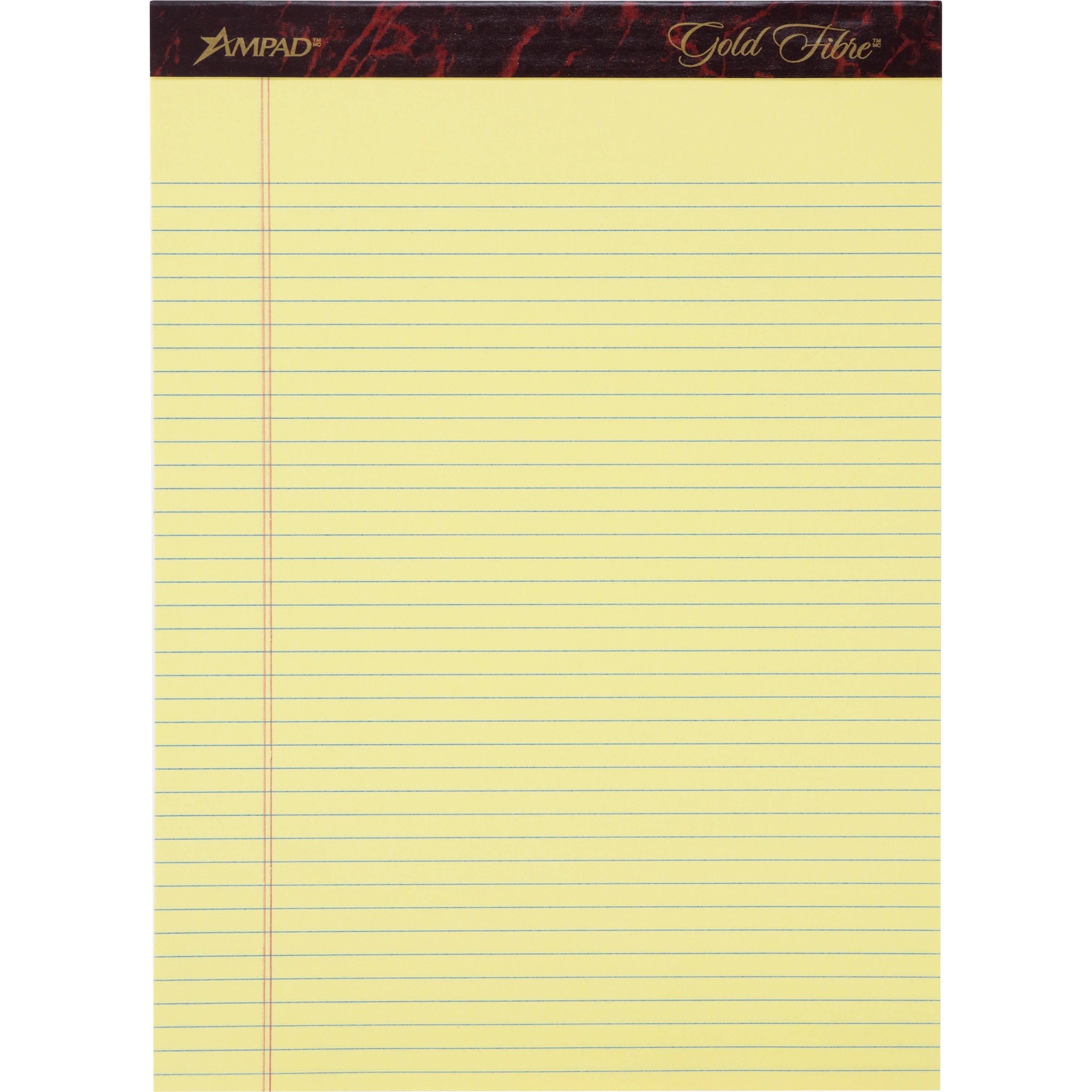 50 Sheets - Watermark - Stapled/Glued - 0.25" Ruled - 16 lb Basis Weight - Letter - 8 1/2" x 11 3/4" Sheet Size - Canary Yellow Paper - Micro Perforated, Bleed-free, Chipboard Backing - 1 Dozen