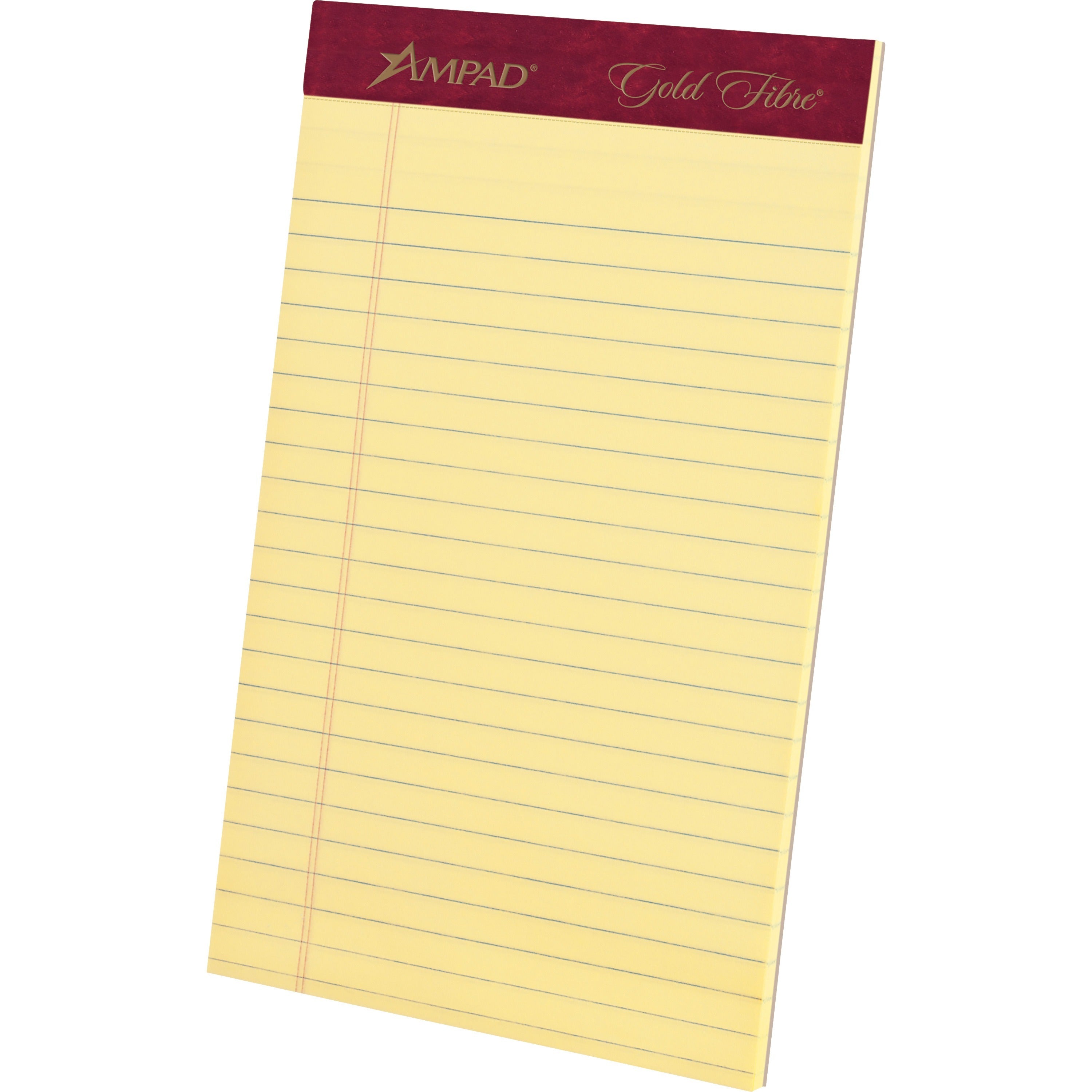 50 Sheets - Watermark - Stapled/Glued - 0.28" Ruled - 20 lb Basis Weight - 5" x 8" Sheet Size - Canary Paper - Bleed-free, Chipboard Backing, Micro Perforated - 4 / Pack