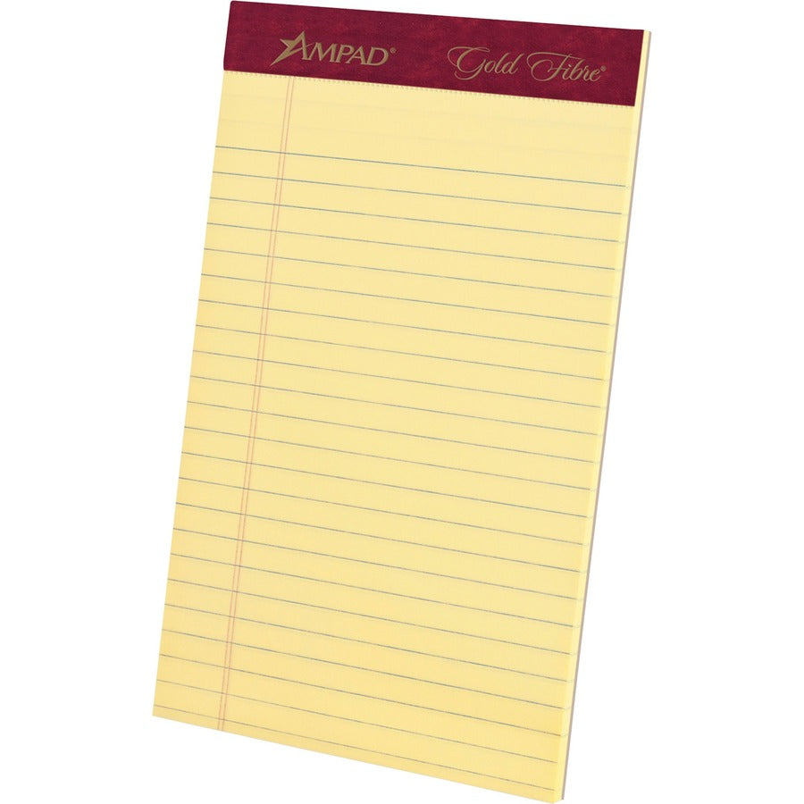 50 Sheets - Watermark - Stapled/Glued - 0.28" Ruled - 20 lb Basis Weight - 5" x 8" Sheet Size - Canary Paper - Bleed-free, Chipboard Backing, Micro Perforated - 4 / Pack