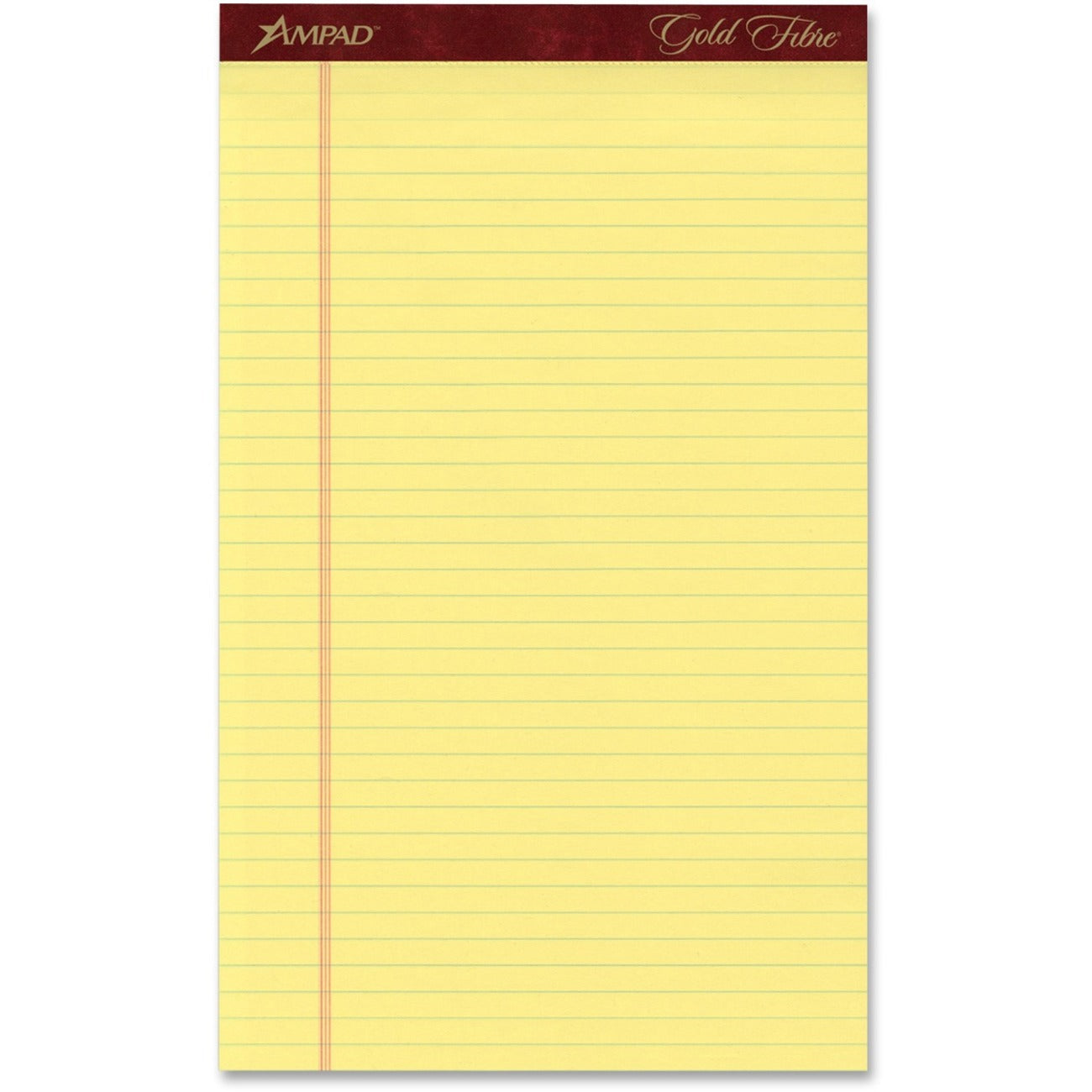 50 Sheets - Watermark - Stapled/Glued - 0.34" Ruled - 16 lb Basis Weight - Legal - 8 1/2" x 14" Sheet Size - Yellow Paper - Bleed-free, Chipboard Backing, Micro Perforated - 1 Dozen