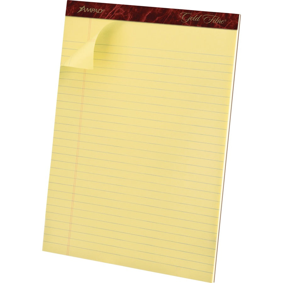 50 Sheets - Watermark - Stapled/Glued - 0.34" Ruled - 20 lb Basis Weight - Letter - 8 1/2" x 11" Sheet Size - Yellow Paper - Micro Perforated, Bleed-free, Chipboard Backing - 4 / Pack