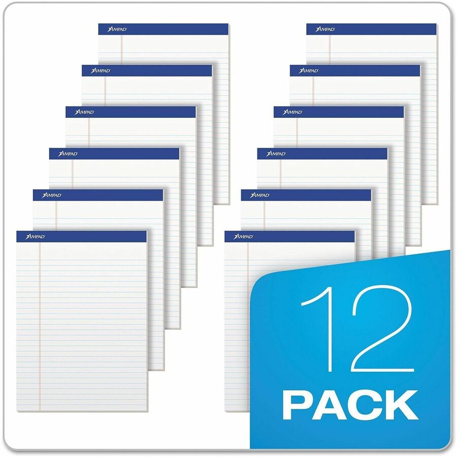50 Sheets - 0.34" Ruled - 15 lb Basis Weight - 8 1/2" x 11 3/4" Sheet Size - Environmentally Friendly, Perforated, Chipboard Backing, Rigid - 12 / Dozen