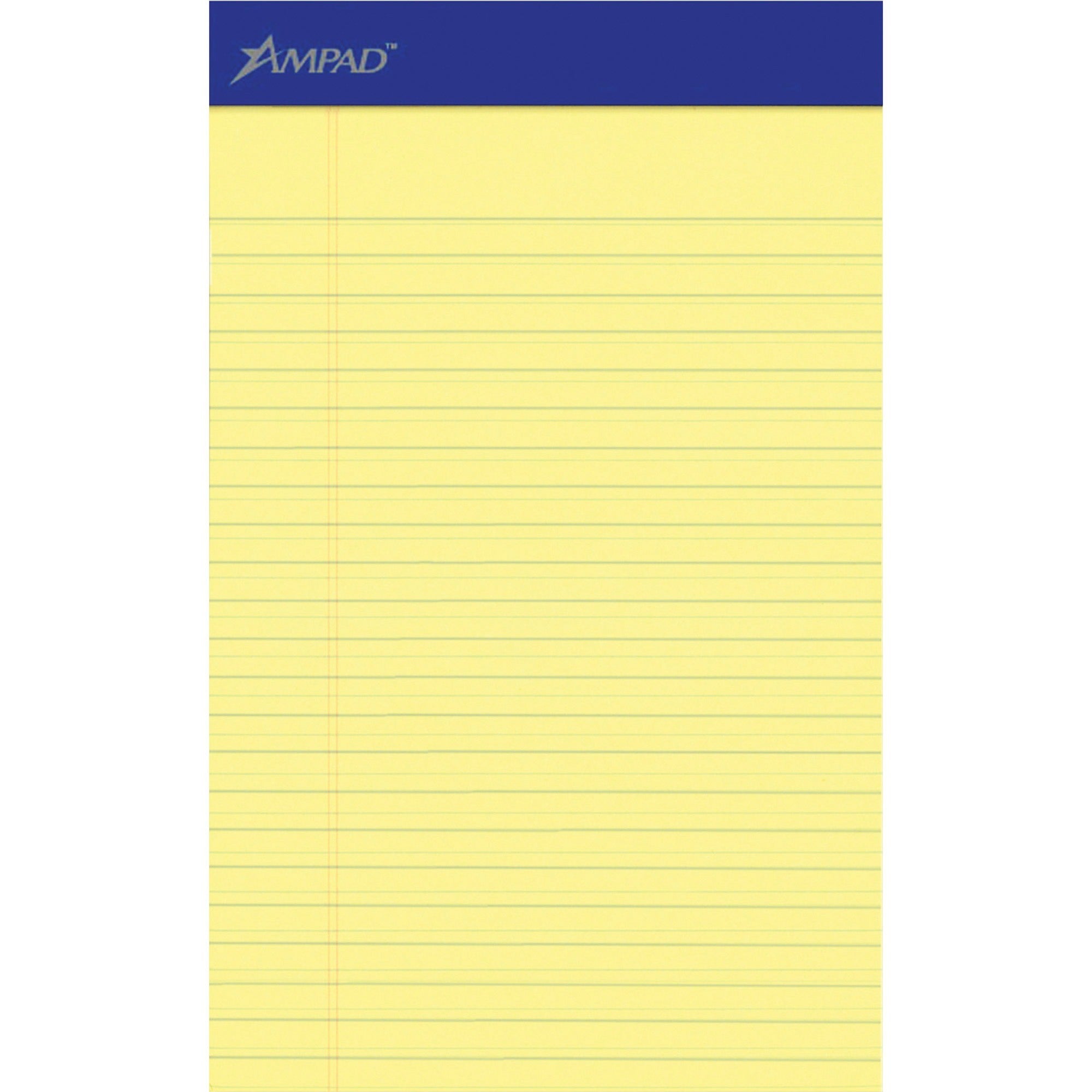 Ampad Perforated Ruled Pads, 5" x 8", 50 Sheets per Pad, Stapled, Dark Blue Binding, Chipboard Backing, 1 Dozen