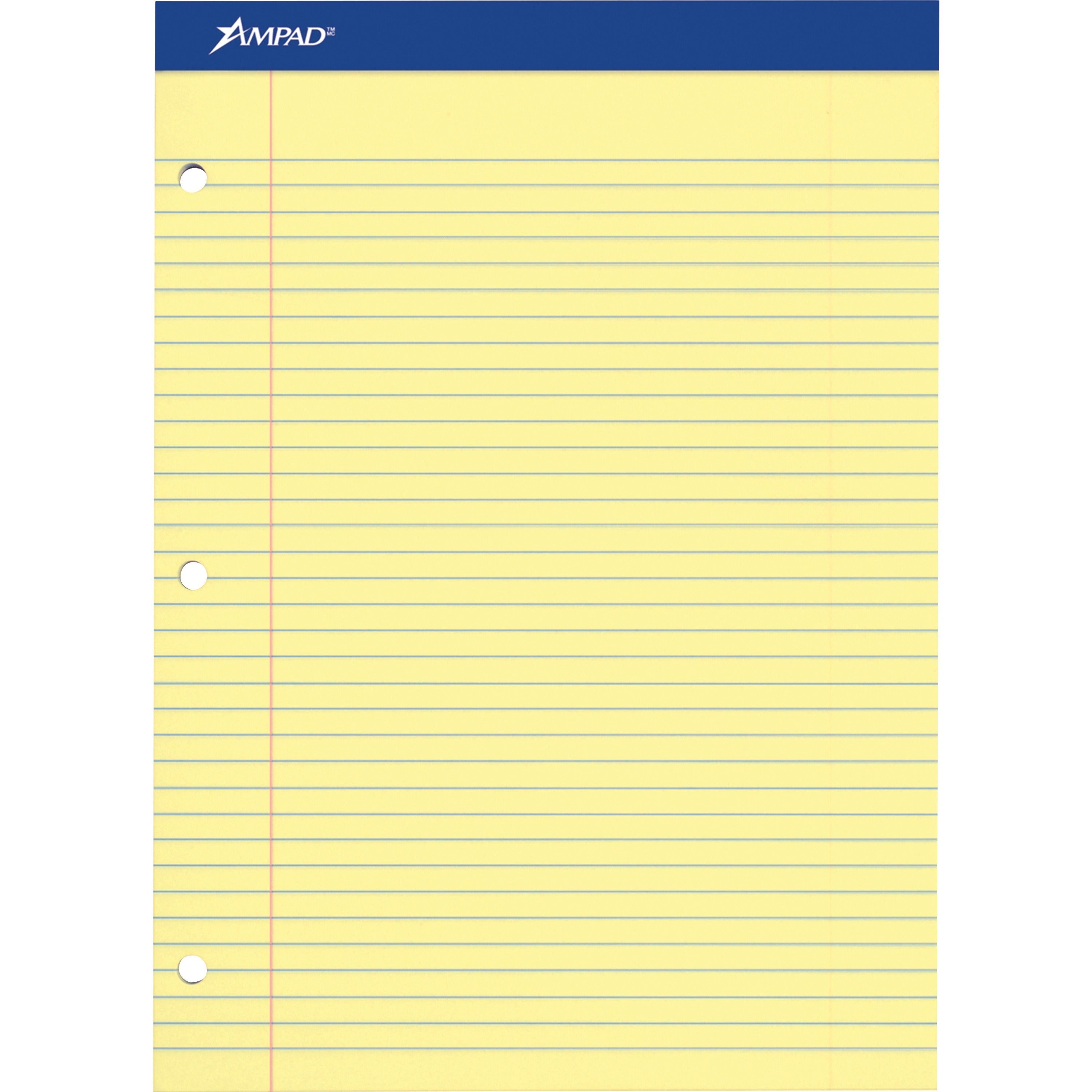 Ampad Double Sheet Writing Pad, 100 Sheets, Letter Size 8.5" x 11", Canary Yellow, Micro Perforated, Stiff Chipboard Back, 1 Pad