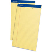 Ampad Writing Pad, Legal Size 8.5" x 14", Canary Yellow, 50 Sheets per Pad, 2-Hole Punched, Stapled Dark Blue Top, Perforated, Sturdy Chipboard Backing, Tear Resistant, 1 Dozen