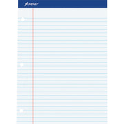 Ampad Double Sheet Writing Pad, 100 Sheets, 0.34" Ruled, 15 lb, Letter Size 8.5" x 11", White, Perforated, Chipboard Backing, 1 Pad