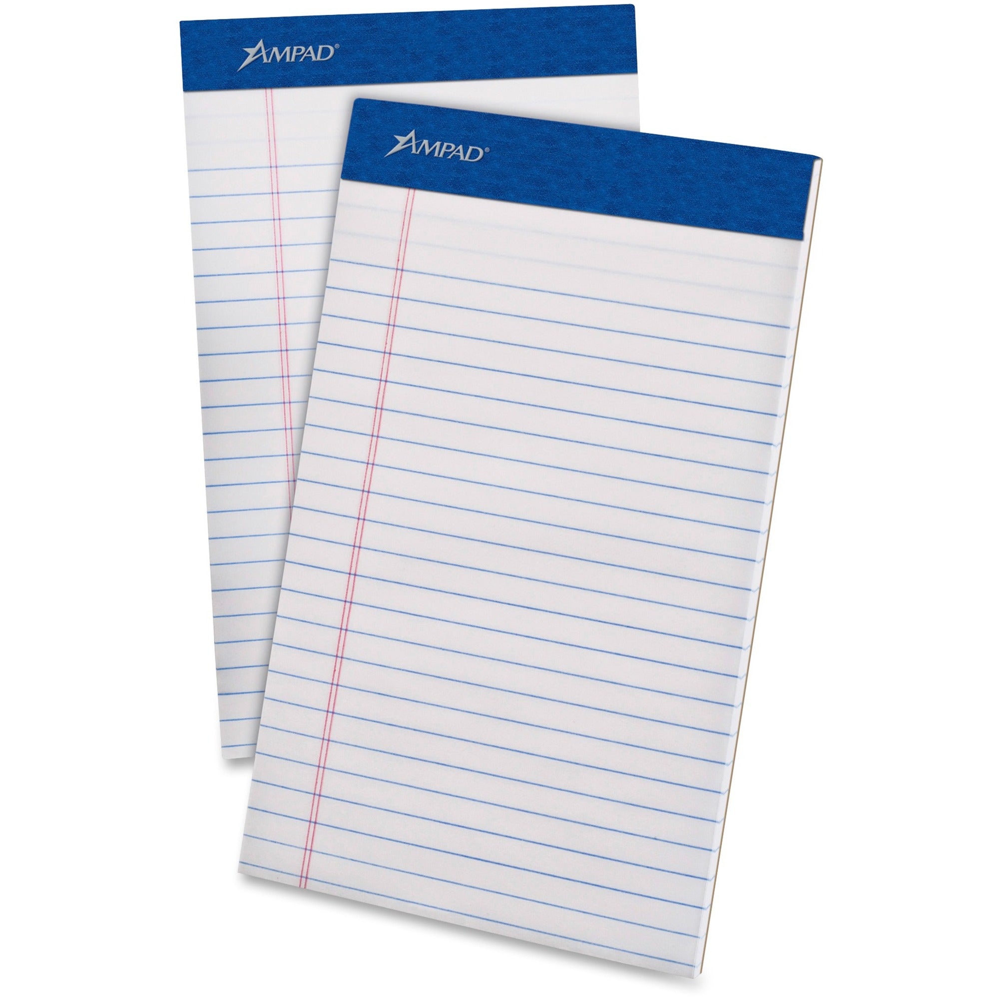 Ampad Perforated Ruled Pads, 5" x 8", 50 Sheets per Pad, White, Stapled, Micro Perforated, Sturdy Chipboard Backing, 1 Dozen