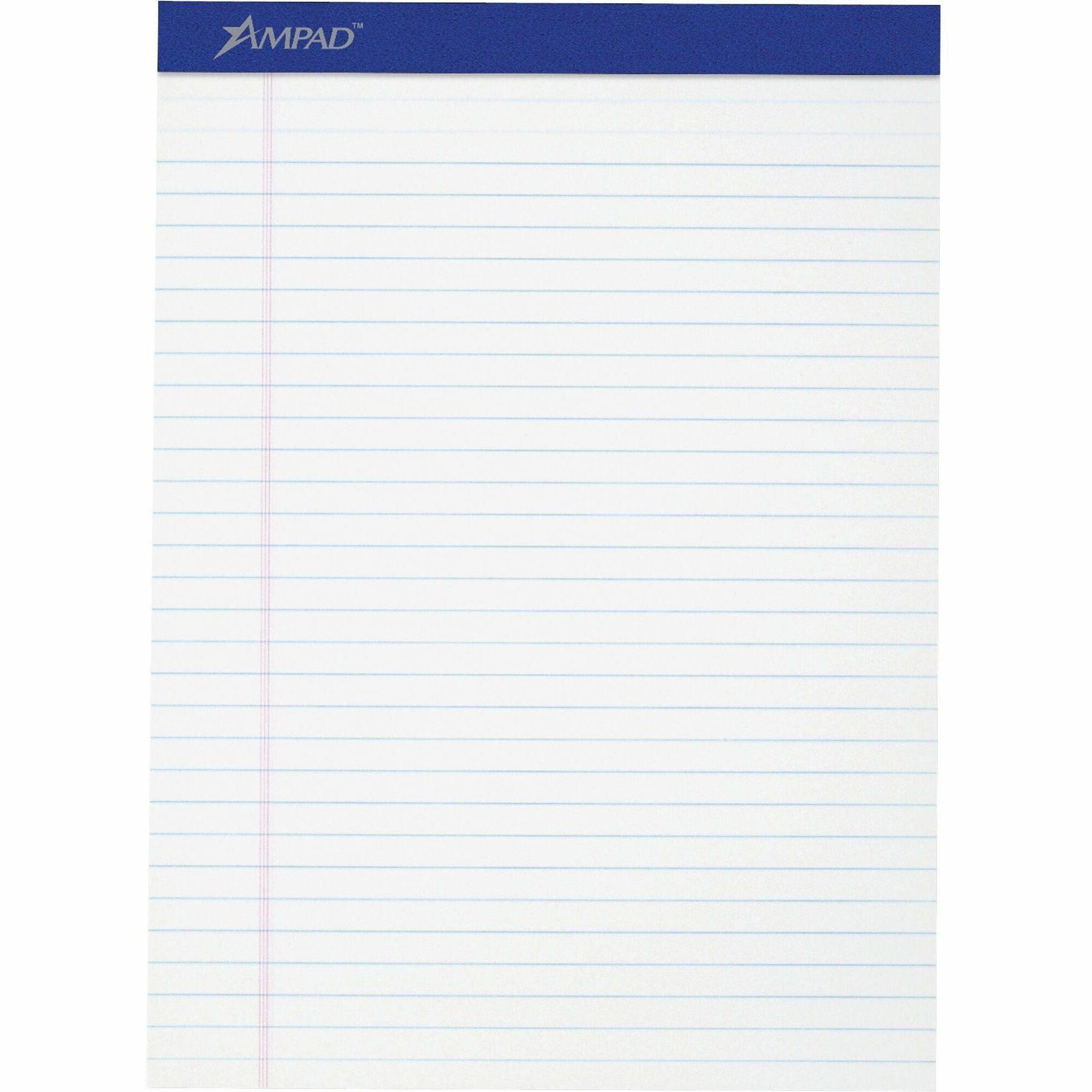 Ampad Perforated Ruled Pads, Letter Size, 8.5" x 11", 50 Sheets per Pad, White, Stapled, Micro Perforated, Sturdy Chipboard Backing, 1 Dozen
