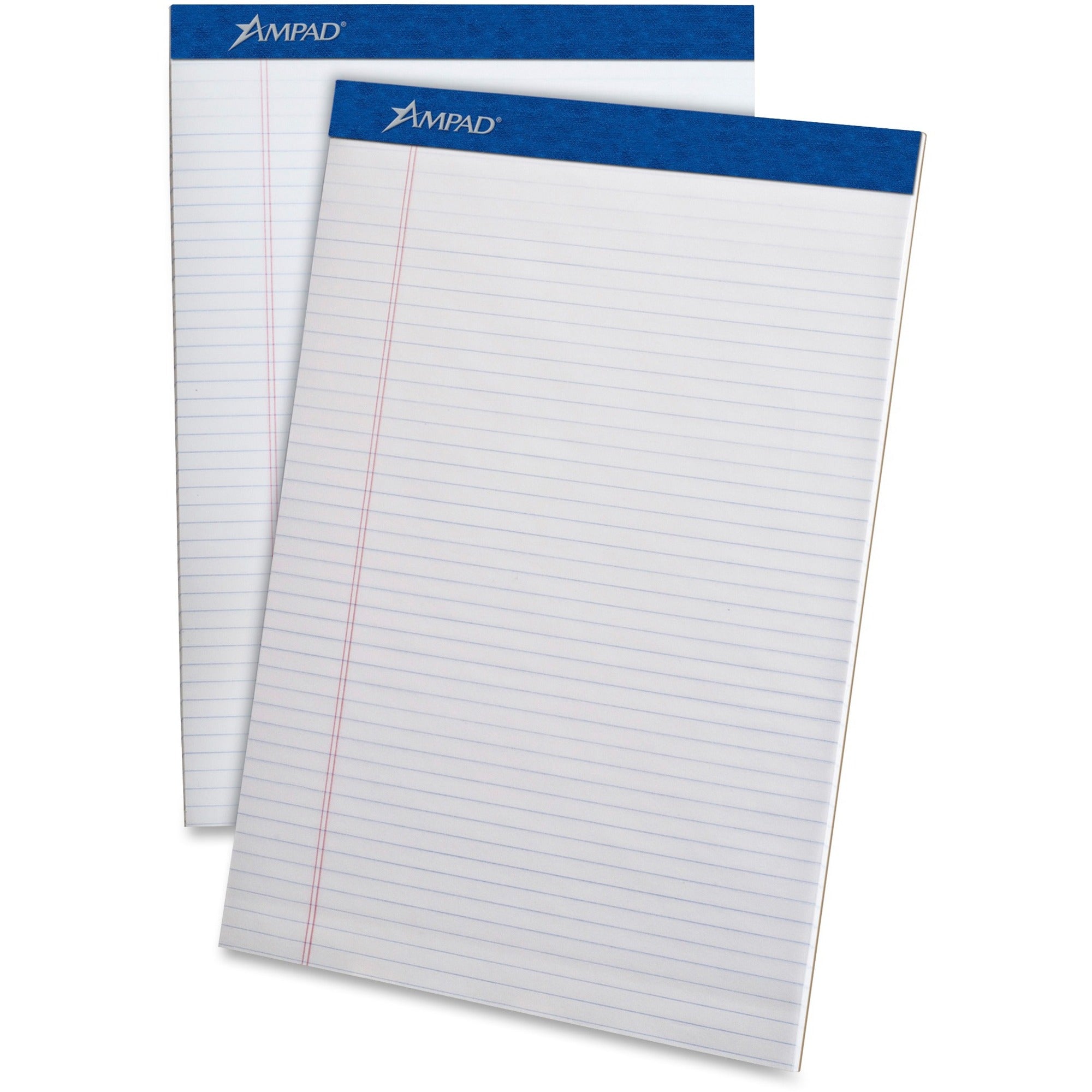 Ampad Perforated Ruled Pads, Letter Size, 8.5" x 11", 50 Sheets per Pad, 1 Dozen, White Paper, Stapled Top, 20 lb, 0.25" Ruled, Sturdy Chipboard Back, Header Strip, Pinhole Perforated