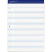 Ampad Double Sheet Writing Pad, 100 Sheets, Letter Size 8.5" x 11", White Paper, Both Side Ruled, Stapled, Micro Perforated, Stiff Chipboard Back, 1 Pad