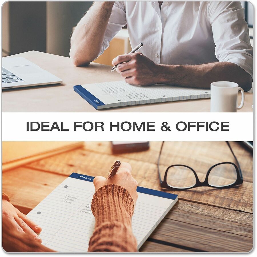 100 Sheets - Stapled - Both Side Ruling Surface - 0.25" Ruled - 15 lb Basis Weight - Letter - 8 1/2" x 11" Sheet Size x 8.5" Width x 11.8" Length - White Paper - White Cover - Micro Perforated, Easy Tear, Stiff, Chipboard Backing - 1 Each