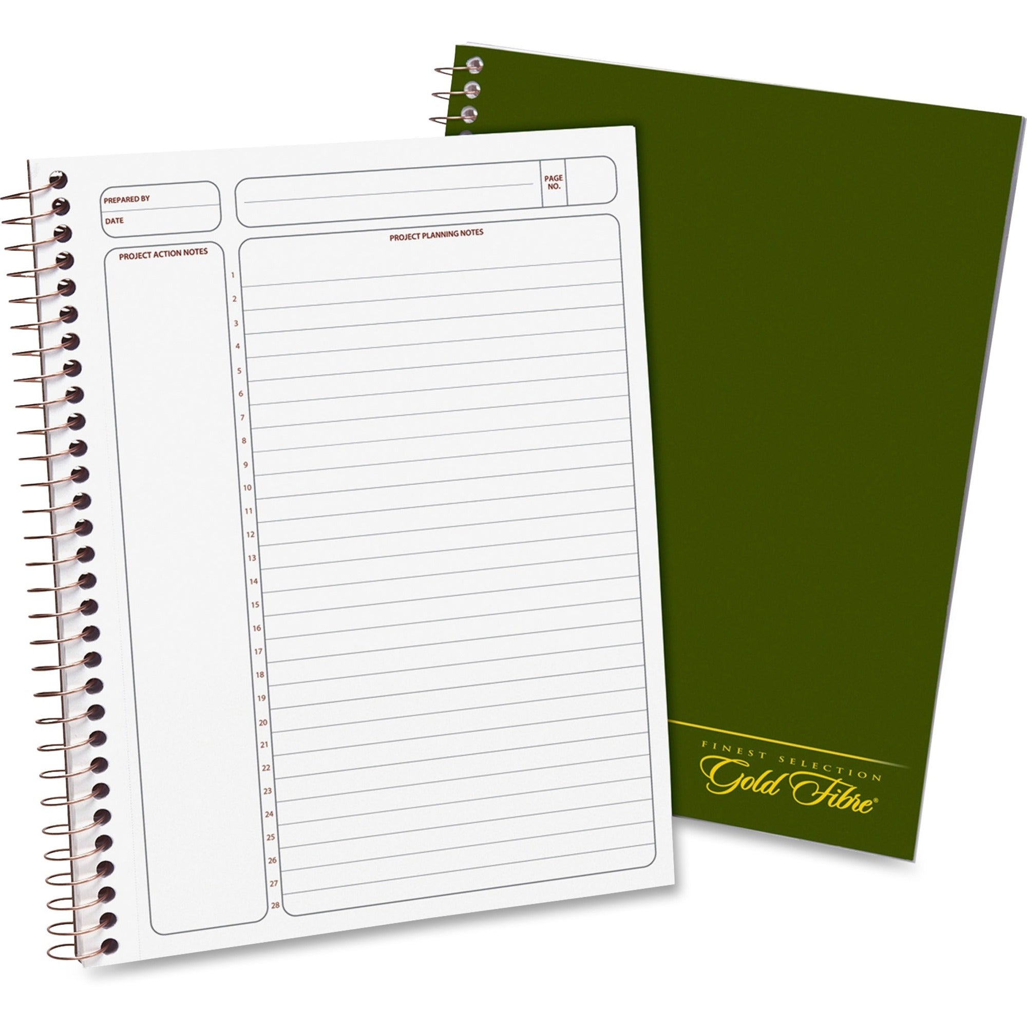 Action - White Sheet - Wire Bound - White - Classic Green Cover - 9.5" Height x 7.3" Width - Notes Area, Heavyweight, Micro Perforated, Durable Cover, Sturdy Back, Easy Tear - 1 Each