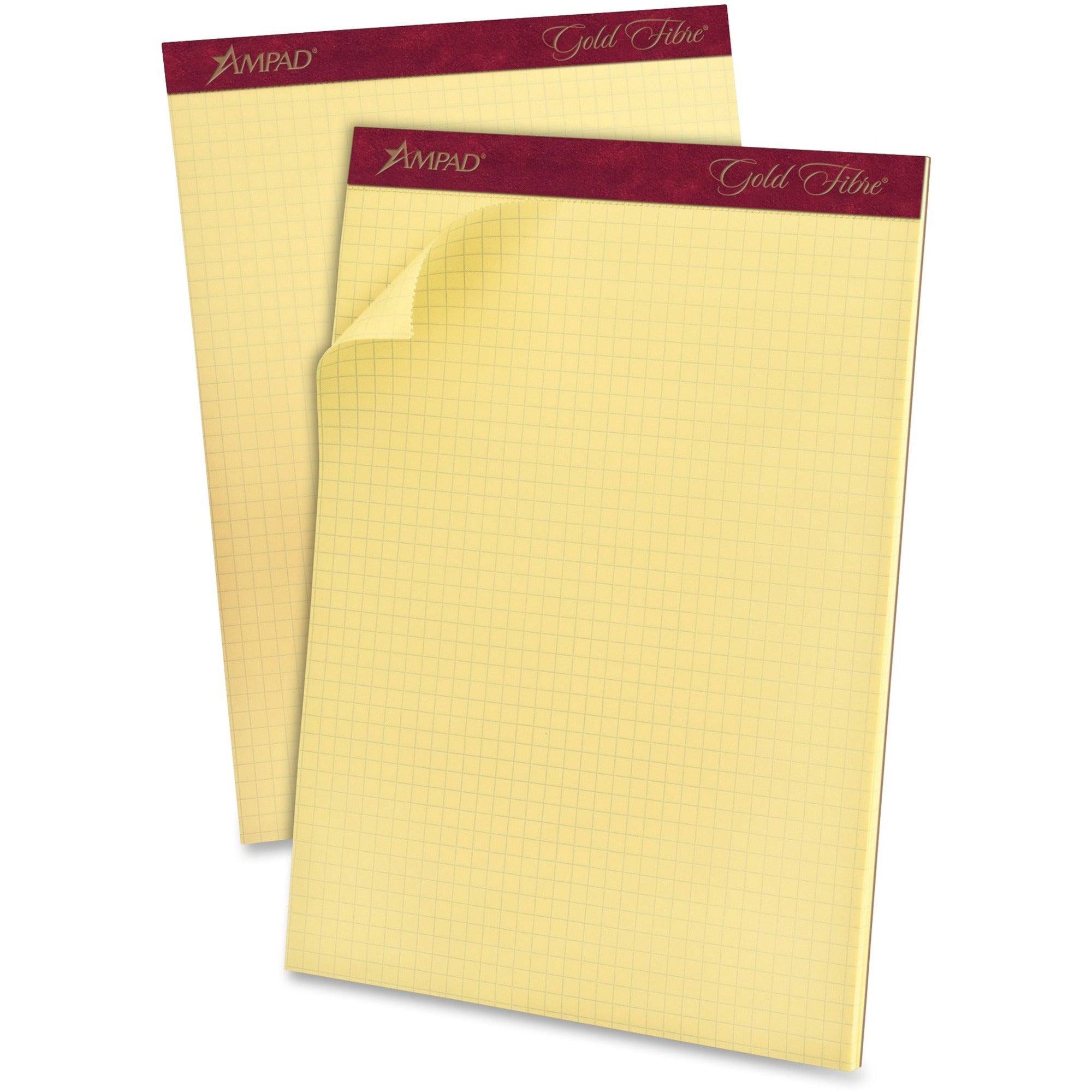 50 Sheets - Both Side Ruling Surface - 16 lb Basis Weight - Letter - 8 1/2" x 11" Sheet Size x 8.5" Width x 11.8" Length - Canary Paper - Heavyweight, Chipboard Backing, Mediumweight, Pinhole Perforated, Watermarked, Smooth - 1 Pad