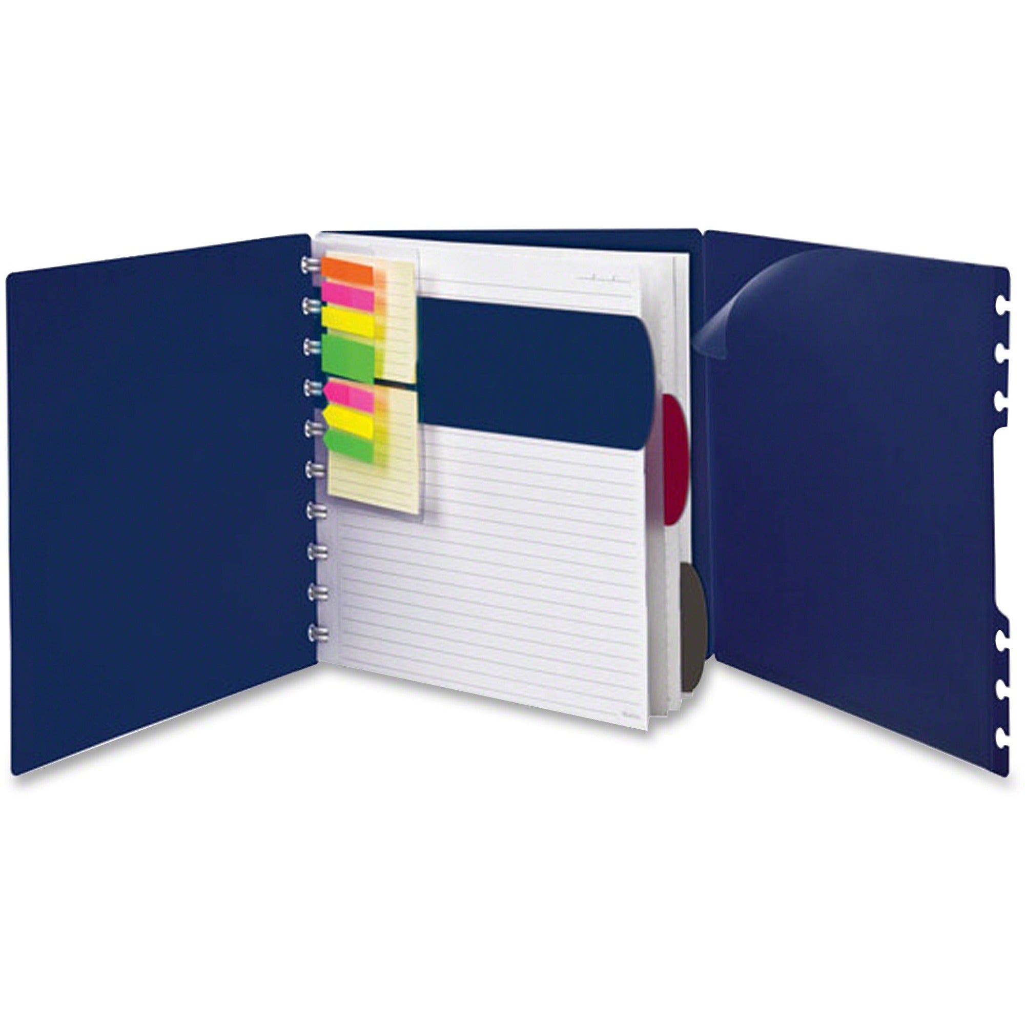 60 Sheets - Spiral - 24 lb Basis Weight - Letter - 8 1/2" x 11" Sheet Size - Navy Poly Cover - Repositionable, Pocket, Micro Perforated - 1 Each