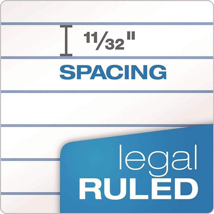 40 Sheets - Both Side Ruling Surface - 0.34" Ruled - Ruled Margin - 20 lb Basis Weight - 8 1/2" x 11 3/4" Sheet Size - White Paper - Environmentally Friendly, Micro Perforated - Recycled - 4 / Pack