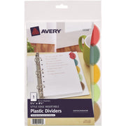 5 x Divider(s) - 5 - 5 Tab(s)/Set - 5.5" Divider Width x 8.50" Divider Length - 7 Hole Punched - Translucent Plastic Divider - Multicolor Plastic Tab(s)