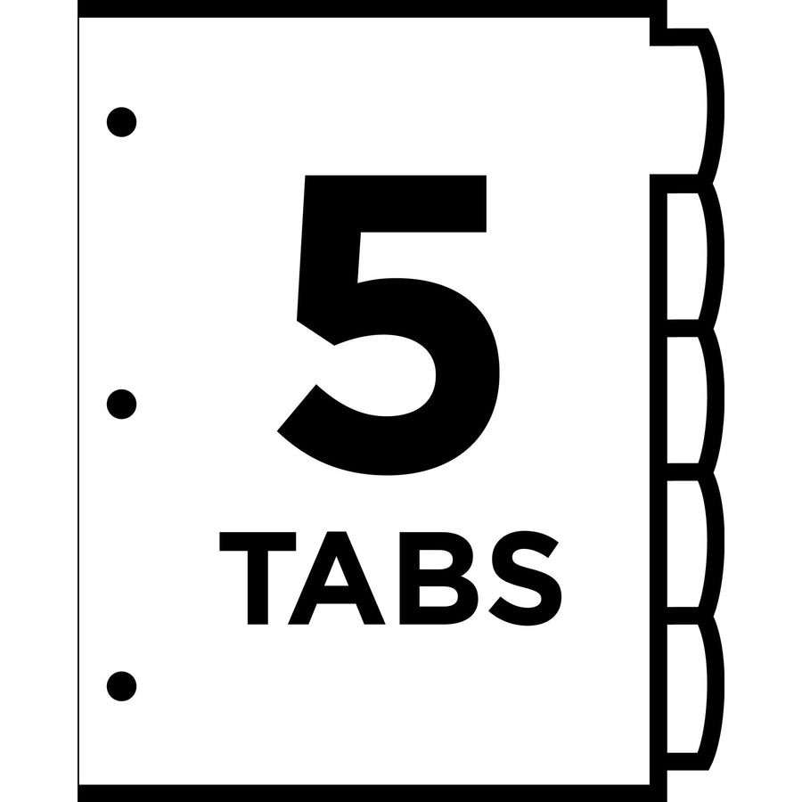 Avery Big Tab Write & Erase Dividers, 5 White Plastic Dividers per Set, 8.5" x 11", 3-Hole Punched, Write-On Erasable Tabs