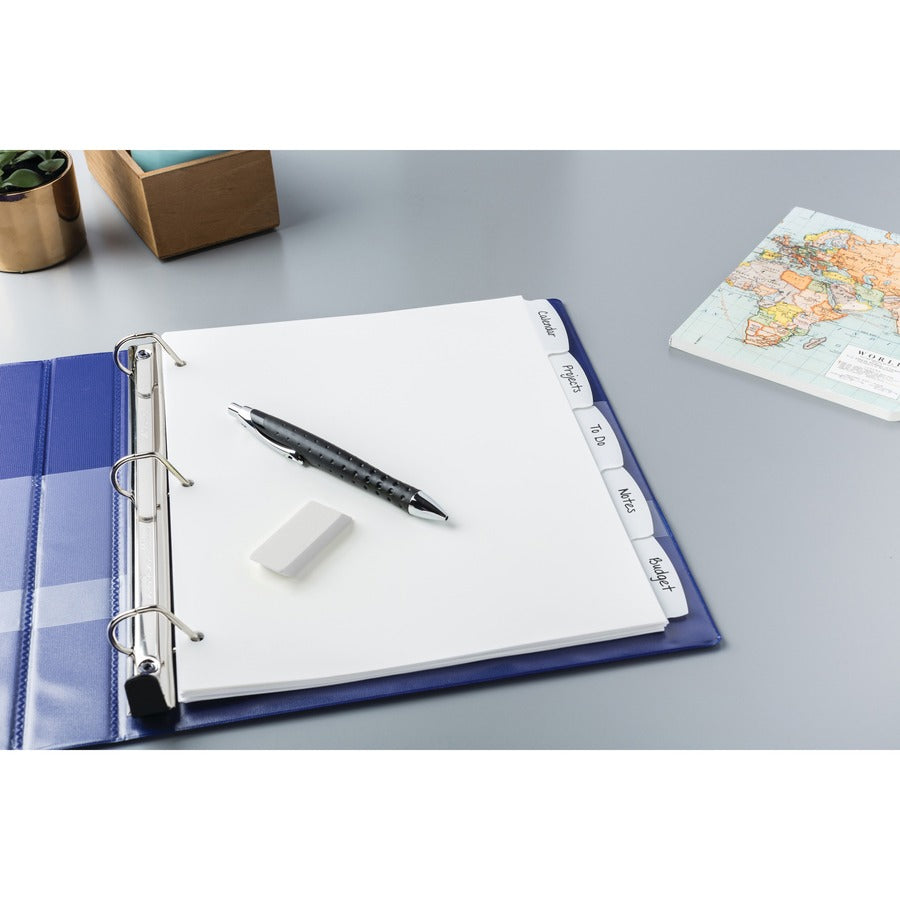 Avery Big Tab Write & Erase Dividers, 5 White Plastic Dividers per Set, 8.5" x 11", 3-Hole Punched, Write-On Erasable Tabs