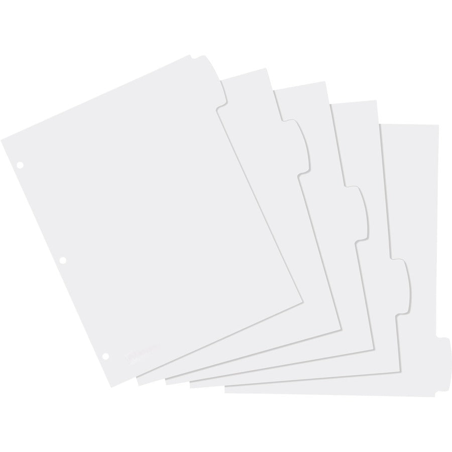 Avery Big Tab Write & Erase Dividers, 5 White Plastic Dividers per Set, 8.5" x 11", 3-Hole Punched, Write-On Erasable Tabs