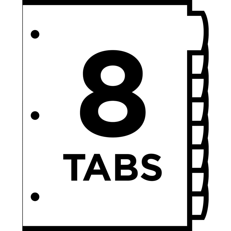 Avery Big Tab Write & Erase Dividers, 8 White Plastic Dividers per Set, 8.5" x 11", 3-Hole Punched, Writable and Erasable Tabs