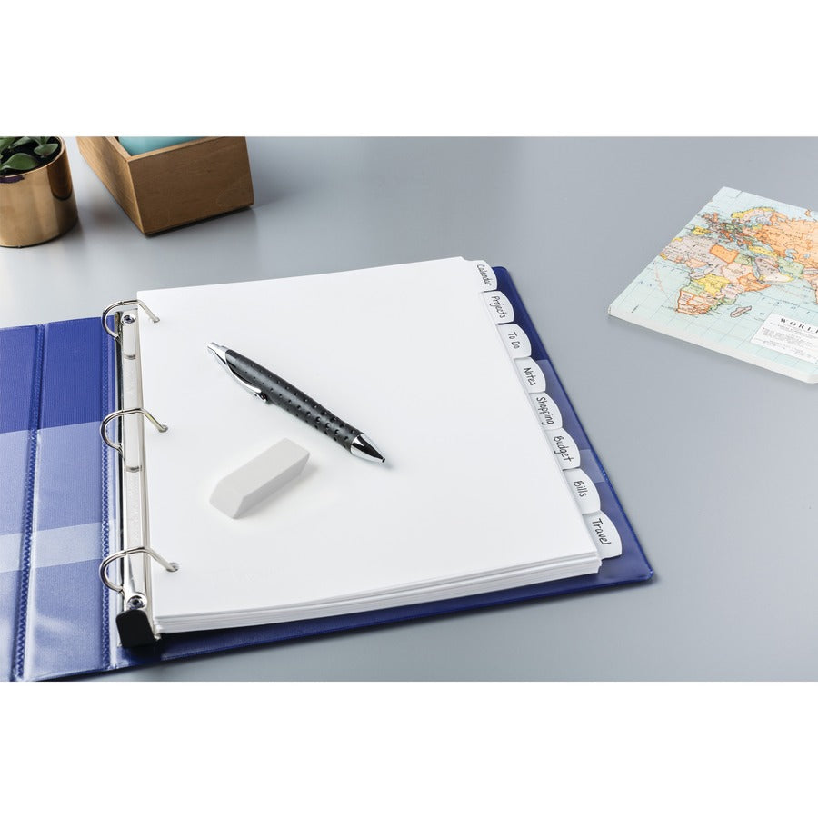 Avery Big Tab Write & Erase Dividers, 8 White Plastic Dividers per Set, 8.5" x 11", 3-Hole Punched, Writable and Erasable Tabs