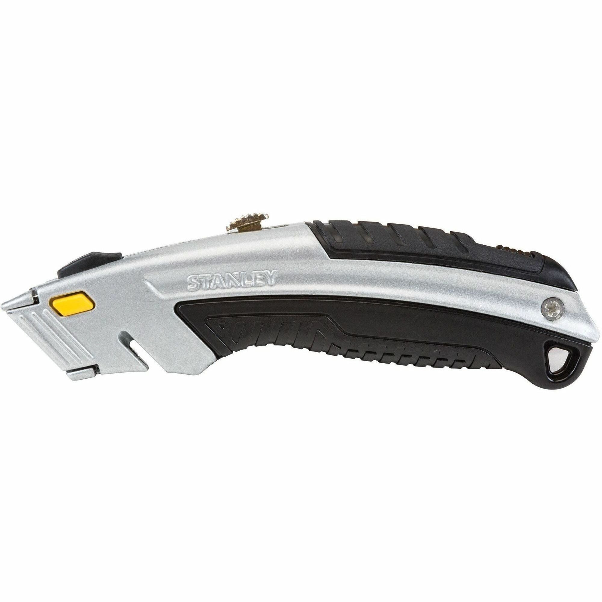 3 Stainless Steel Blade - 1" Height x 3" Width x 6.5" Length - Retractable, Durable, Heavy Duty - Cast Metal - Black, Chrome - 1 Each