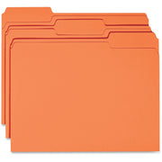 Business Source 1/3 Tab Cut Recycled Top Tab File Folder, 11 pt., Orange, 10% Recycled, 100/Box