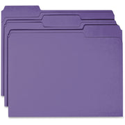 Business Source 1/3 Tab Cut Recycled Top Tab File Folders, 11 pt., Purple, 10% Recycled, 100/Box