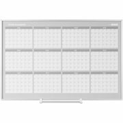 Julian Dates - Monthly, Weekly, Daily - 12 Month - Silver, White - Aluminum - 36" Height x 48" Width - Scratch Resistant, Ghost Resistant, Accessory Tray, Dry Erase Surface, Magnetic - 1 Each