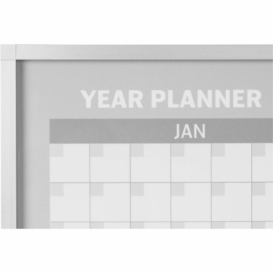 Julian Dates - Monthly, Weekly, Daily - 12 Month - Silver, White - Aluminum - 36" Height x 48" Width - Scratch Resistant, Ghost Resistant, Accessory Tray, Dry Erase Surface, Magnetic - 1 Each