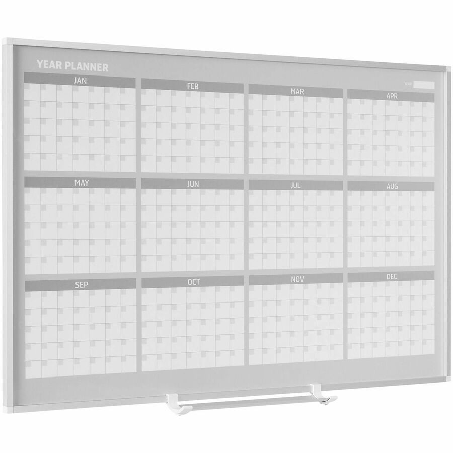 Julian Dates - Monthly, Weekly, Daily - 12 Month - Silver, White - Aluminum - 36" Height x 48" Width - Scratch Resistant, Ghost Resistant, Accessory Tray, Dry Erase Surface, Magnetic - 1 Each