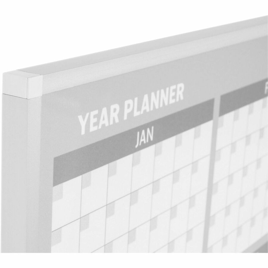 Julian Dates - Monthly, Weekly, Daily - 12 Month - Silver, White - Aluminum - 36" Height x 48" Width - Scratch Resistant, Ghost Resistant, Accessory Tray, Dry Erase Surface, Magnetic - 1 Each